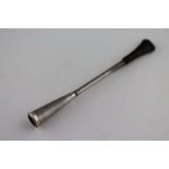 A silver cigarette holder, engine turned stem, bakelite mouthpiece, stamped 935, length