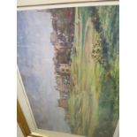 Golfing interest - A framed & glazed fine art print 'The Old Course At St Andrews' by J Lincoln