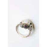 Silver Opal set snake ring