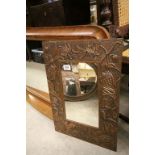 Vintage Copper Floral Relief Framed Mirror