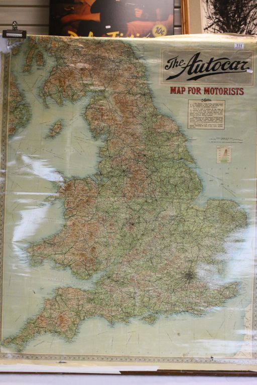 Large vintage Autocar Map for Motorists