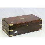 Brass bound Mahogany writing slope with pull out drawer and part fitted interior