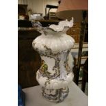 Large Capodimonte Vase decorated with panels of hand painted birds, signed