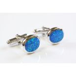 Pair of Silver and Opal set cufflinks