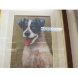 Oak framed oil painting study of a jack russell terrier