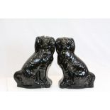 Large pair of Staffordshire black Dogs