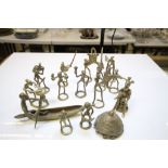 Collection of small Brass Tribal figures in a variety of poses