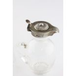 A glass and silver topped miniature whisky noggin by Walker & Hall, Sheffield