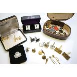 Collection of vintage Cufflinks, badges and tiepins etc