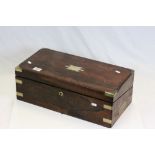 Brass bound Rosewood writing slope with part fitted interior and pull out drawer