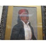 Oil painting portrait of a young Eastern prince in ornate frame