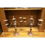 Pair of Late 19th century Three Branch Candelabra (worn)