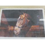 John Lewis Fitzgerald signed Ltd Edn print of a horse in a stable numbered 4, with gallery crest