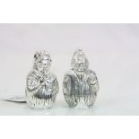 Pair of continental Silver Punch and Judy condiments