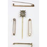 Small collection of Yellow metal Bar brooches, Tie pins etc