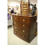 19th century Mahogany Bow Fronted Chest of Two Short over Three Long Drawers