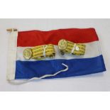 Two Russian Soviet / USSR Navy Officers parade belts & vintage Netherlands nautical maritime flag