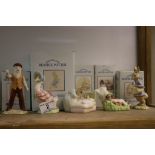 Five boxed Royal Albert beatrix Potter figures to include; Benjamin Wakes up, Peter in Bed, Peter