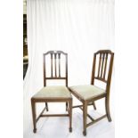 Pair of Edwardian Mahogany Inlaid Salon Chairs together with a Mahogany Jardiniere Stand on Turned
