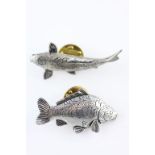 Two Pewter Lapel Stud Badges in the form of Fish