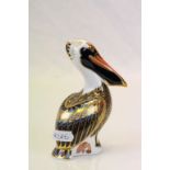Royal Crown Derby Brown Pelican paperweight with Gold stopper