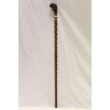 Vintage wooden walking stick with large Dog's head handle