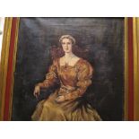 Oil on canvas portrait of a seated lady