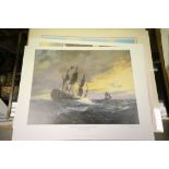 Five (two mounted )Geoff Hunt Signed Limited Edition ' Nelson's Ships ' Prints, all with Richard