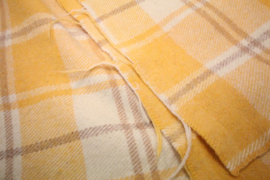 French Yellow and Cream Checked Wool Blanket - Image 2 of 2