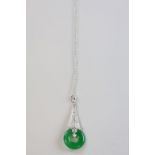 Silver and Jade Art Deco style pendant necklace