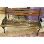 Garden Bench with Metal Scroll Ends and Wooden Slat Back and Seat