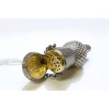 Tested Silver acorn shaped vinaigrette with gilded interior