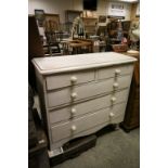 Victorian Pine White Painted Chest of Two Short over Three Long Drawers (presently with one front