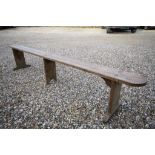 19th century French Long Elm Bench with Three Supports, approximately 260cms / 102" long