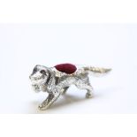 Silver dog pincushion