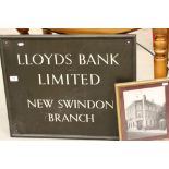 Original Lloyds Bank Limited New Swindon Branch Copper wall plaque with framed & glazed black &