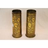 Pair of WW1 decorated Trench Art shells dated 1918