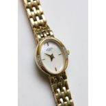 Ladies gold plated Rotary watch with Mother of Pearl face and diamond bezel