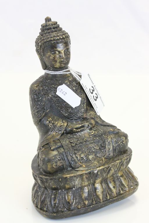 Asian Bronze Buddha model with impressed mark to base