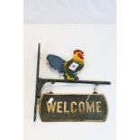Cast Iron hanging "Welcome" sign with Chicken design