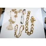 Costume jewellery necklaces to include one marked Gucci Italy and another with Omega style links