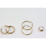 Small group of 9ct Gold hoop Earrings