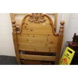 Substantial Pine Single Bedstead with carved arched ends