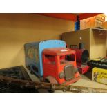 Collection of Toys including Tri-ang Transport Van No. 200, similar train, Boxed Pelham Girl Puppet,