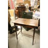 19th century Elm Topped Side Table with single drawer and raised on square tapering legs