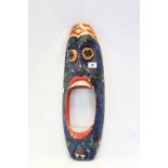 Vintage Fairground Colourful Hand Painted Soft Wood Face Mask with Large Open Mouth, approx. 62cms