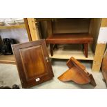 Small Mahogany Hanging Cupboard, Folding Bed Tray and a Shelf