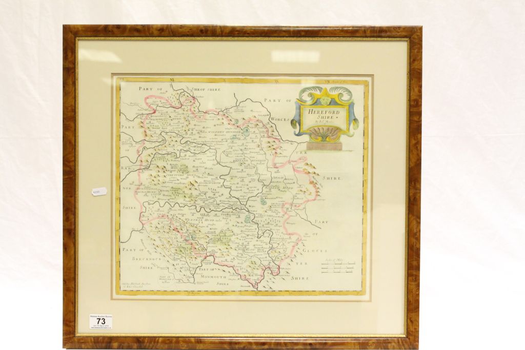 Framed & glazed map of Herefordshire by Robt Morden