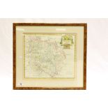 Framed & glazed map of Herefordshire by Robt Morden