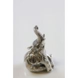 Cast Silver trumpeting elephant